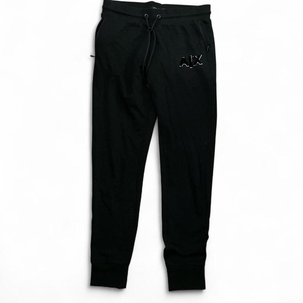 AX Armani Exchange Paris black sweatpants joggers embroidered logo women small